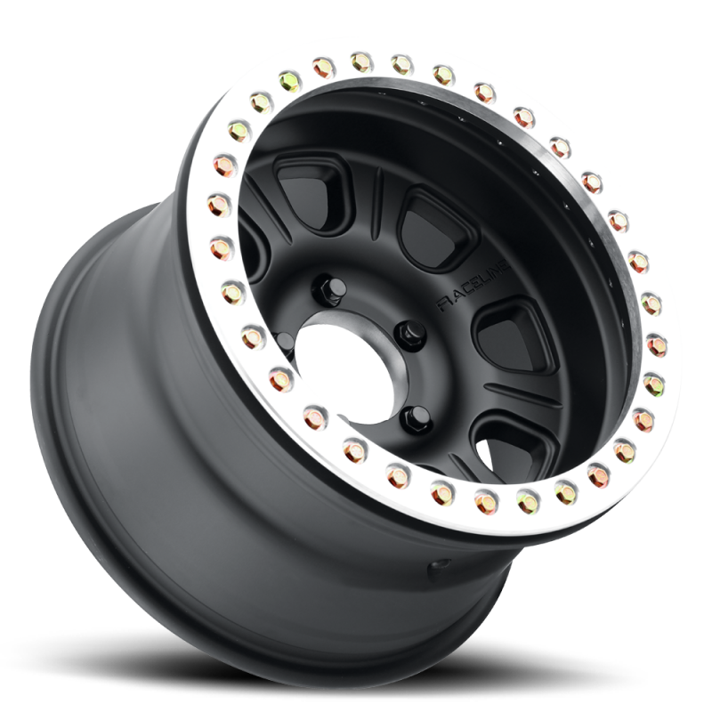 (set of 4) Raceline RT231 Monster Black & Machined Ring Beadlock | 17x9.5" -32mm | 5x127mm Wheel