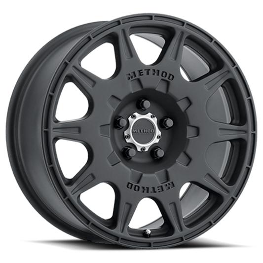 (set of 4) Method MR502 Rally Matte Black | 17x8" +38mm | 5x114.3mm Wheel