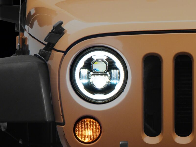 Raxiom 07-18 Jeep Wrangler Axial 7-Inch LED Headlights w/ DRL Black Housing (J178741)
