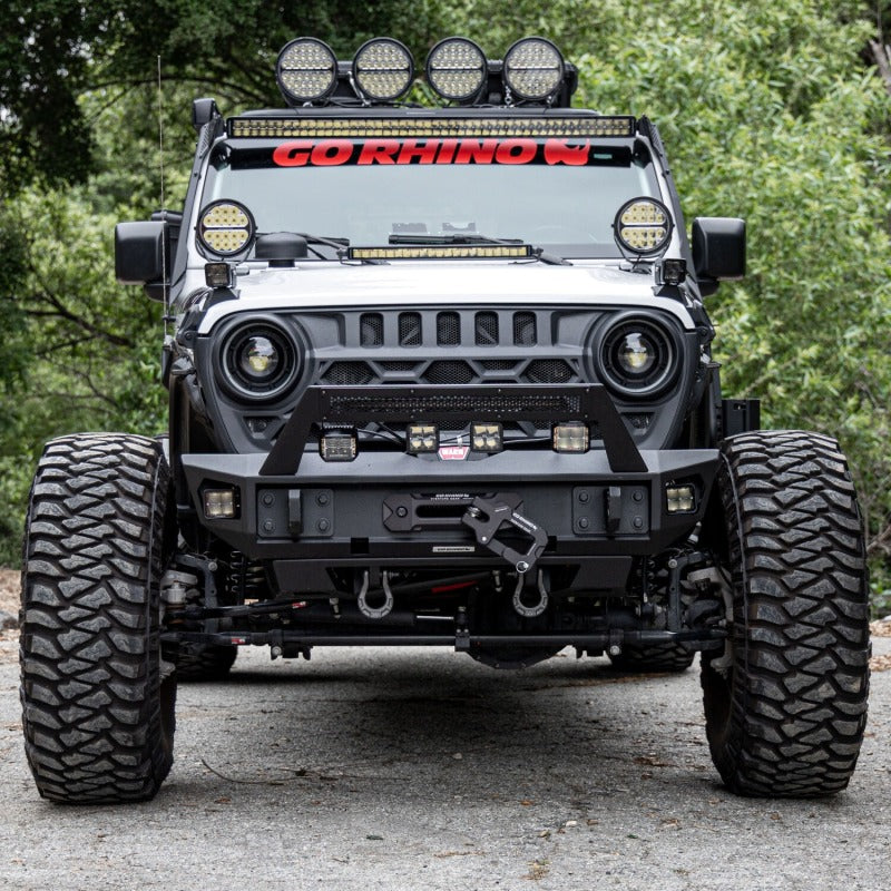 Go Rhino 18-26 Jeep Wrangler JL/JLU (Excl. LED Fog Lights) Trailline Front Stubby Bumper - Tex. Blk