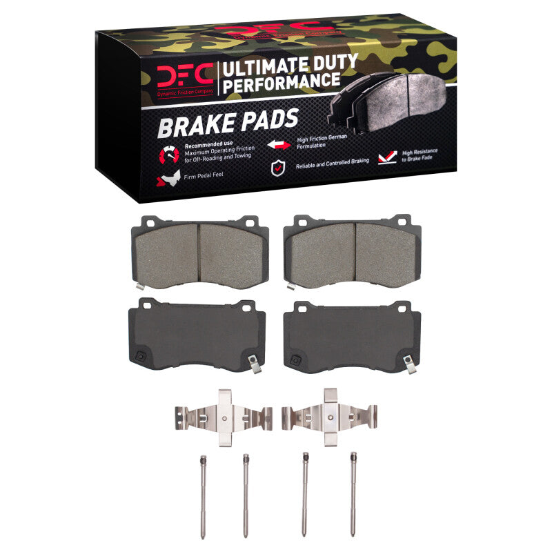 DFC Ultimate Duty Perf Brake Pads & Hardware Kit (FRONT): Chrysler 300 3.5L / 5.7L (05-23)