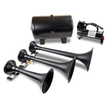 Kleinn HK9 Triple Black Horn Kit Fits w/ 150 PSI waterproof 5.0 Gal Air Tank