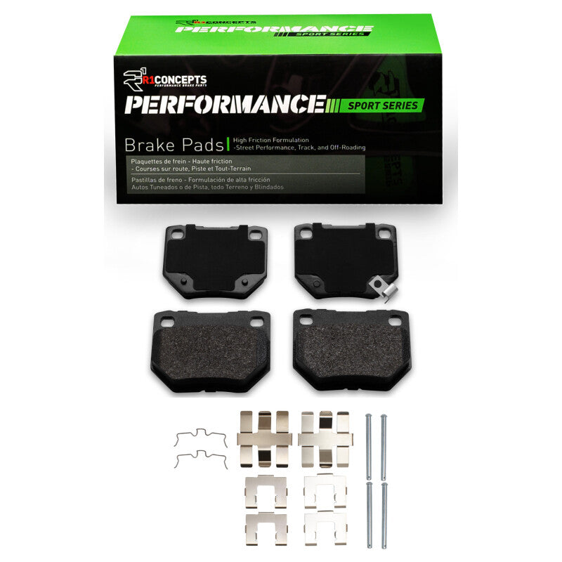 R1 Concepts Sport Rear Brake Pads & Hardware Kit | Subaru Impreza/Legacy (92-11) (2115-0461-11)