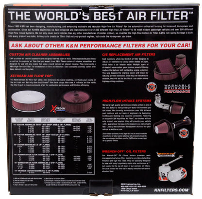 K&N 61-2000 Flow Control Custom Air Filter Assembly for Holley 2-Barrel Carburet