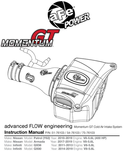 aFe MagnumFORCE Intakes Pro Guard7 Nissan V8 5.6L | Armada/QX56/80 (75-76103)