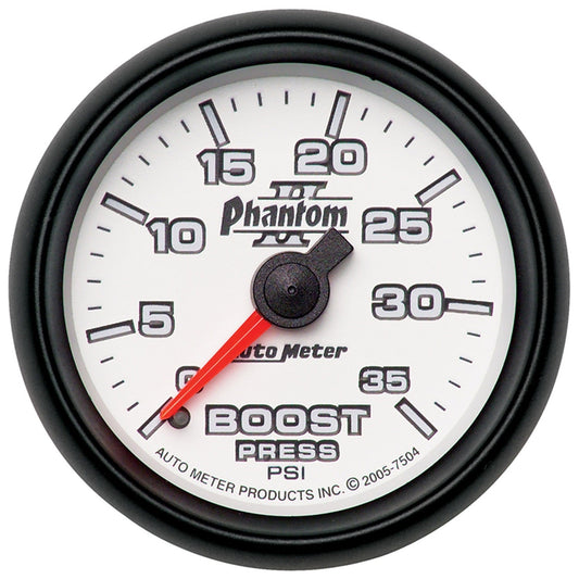 AutoMeter Phantom II 52.4mm Mechanical 0-35 PSI Boost Gauge (7504)