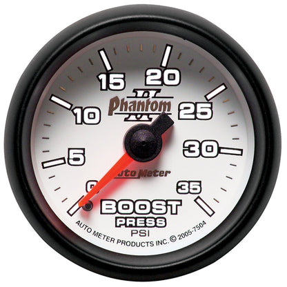 AutoMeter Phantom II 52.4mm Mechanical 0-35 PSI Boost Gauge (7504)