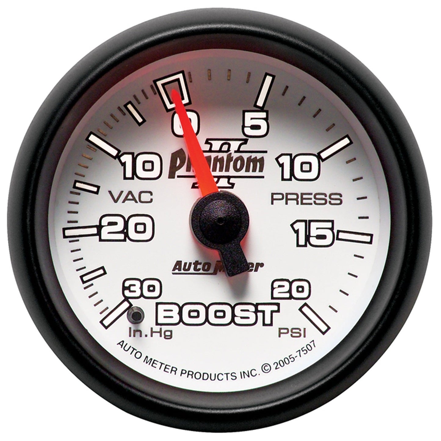 AutoMeter Phantom II 52.4mm Mechanical Vacuum / Boost Gauge 30 In. HG/20 PSI (7507)