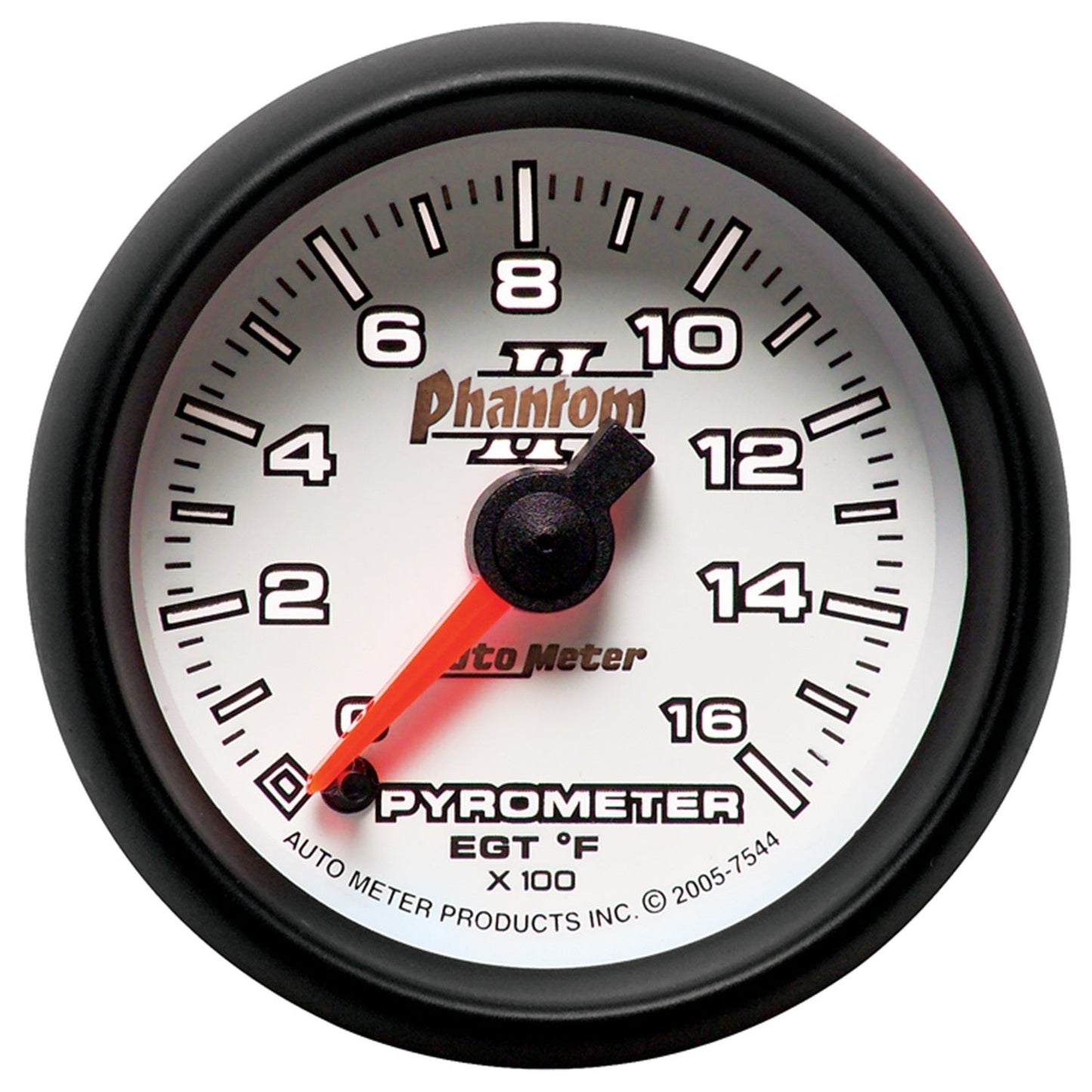 AutoMeter Phantom II 52.4mm Full Sweep Electronic 0-1600 Def F EGT/Pyrometer Gauge (7544)
