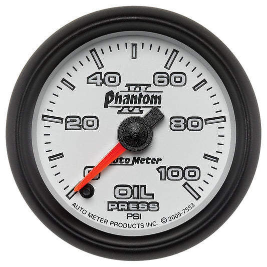 AutoMeter Phantom II 52mm Full Sweep Electronic 0-100 PSI Oil Pressure Gauge (7553)