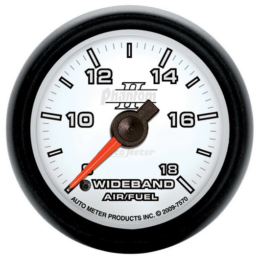 AutoMeter Phantom II 52mm Full Sweep Electronic 8:1-18:1 AFR Wideband Air/Fuel Ratio Analog Guage (7570)