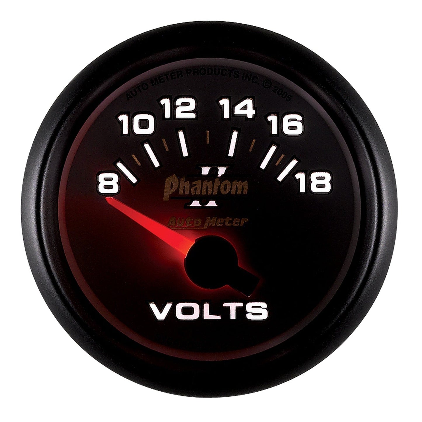AutoMeter Phantom II 52.4mm Short Sweep Electronic 8-18 Volts Voltmeter Gauge (7592)