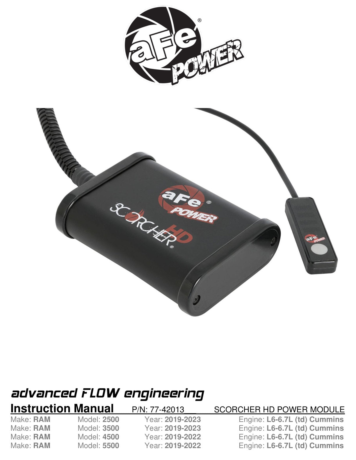 aFe Scorcher HD Module 19-21 Ram 1500/DT 6.7L | (77-42013)