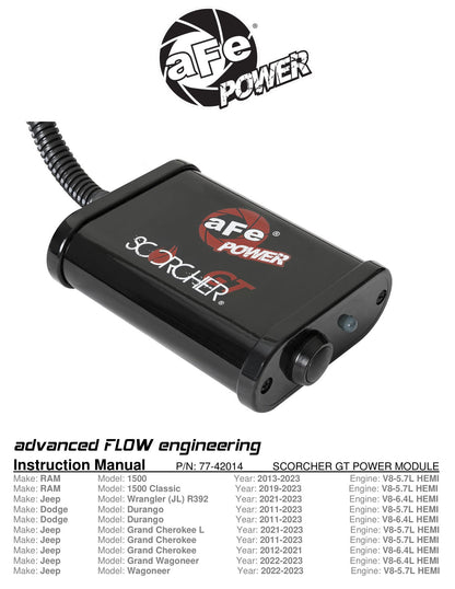 aFe Scorcher GT Module | RAM 1500/Classic 13-21, Jeep Durango/Grand Cherokee (11-26) (77-42014)
