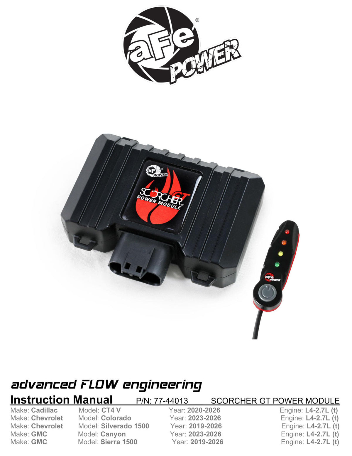 aFe 77-44013 GT Power Module For GM Trucks 19-26 L4-2.7L