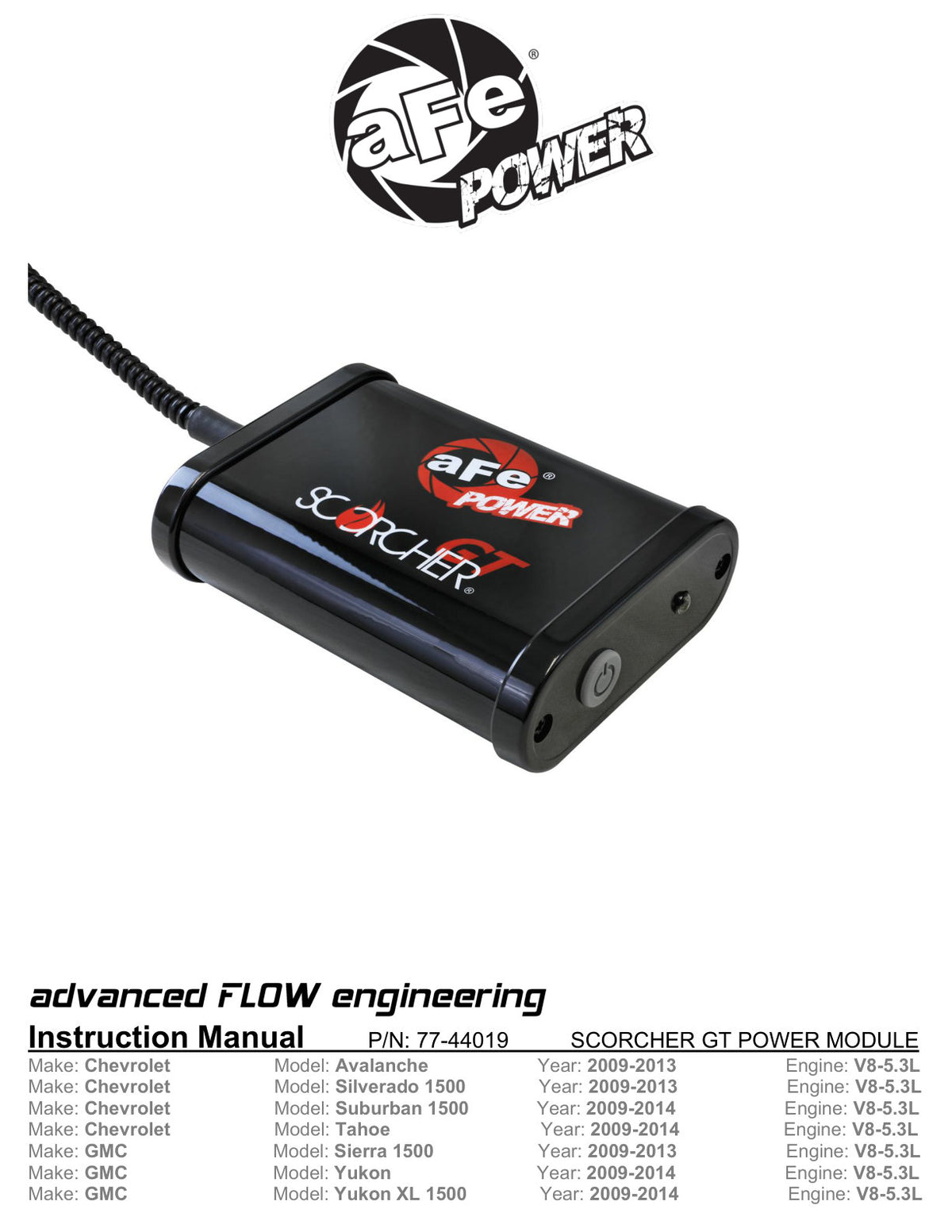 aFe 77-44019 V8-5.3L SCORCHER GT Power Module For GM Trucks