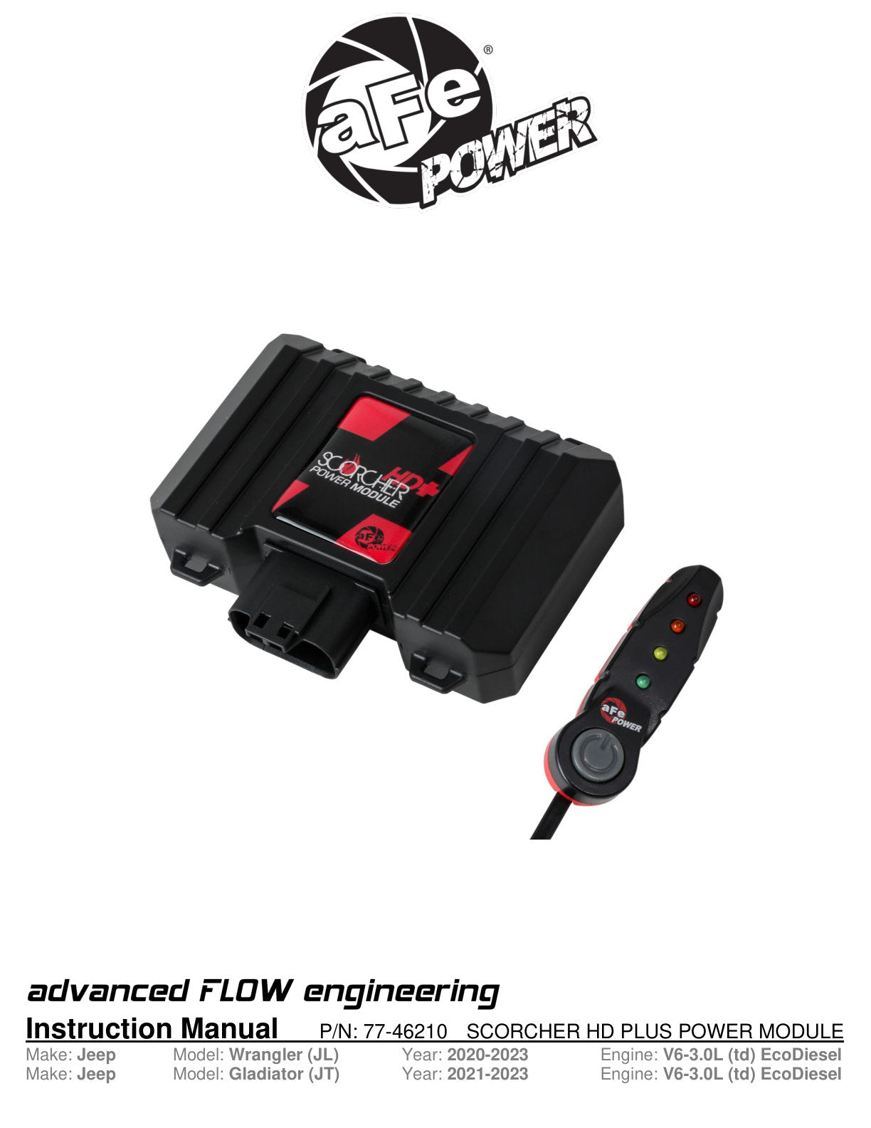 aFe Scorcher HD Plus Power Module Jeep JL/JT 18-23 (77-46210)