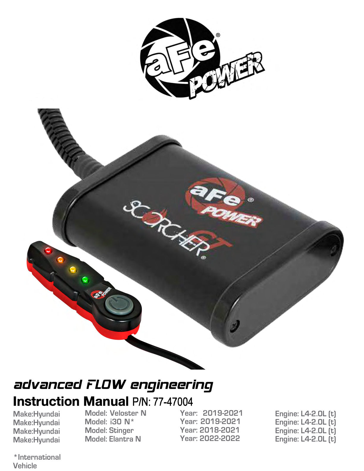 aFe Scorcher GT Module Turbo Perf Tuner | Hyundai Veloster N 2.0L Turbo (19-20) (77-47004)