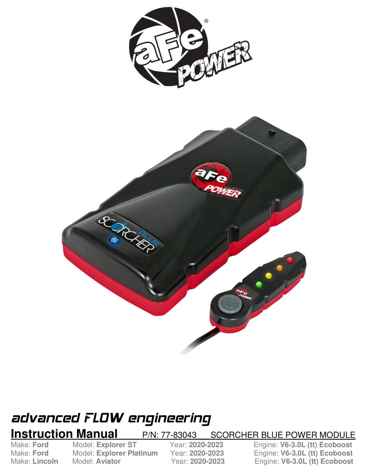 aFe Scorcher Blue Power Module | Ford Explorer V6 3.0L TT (20-21) (77-83043)