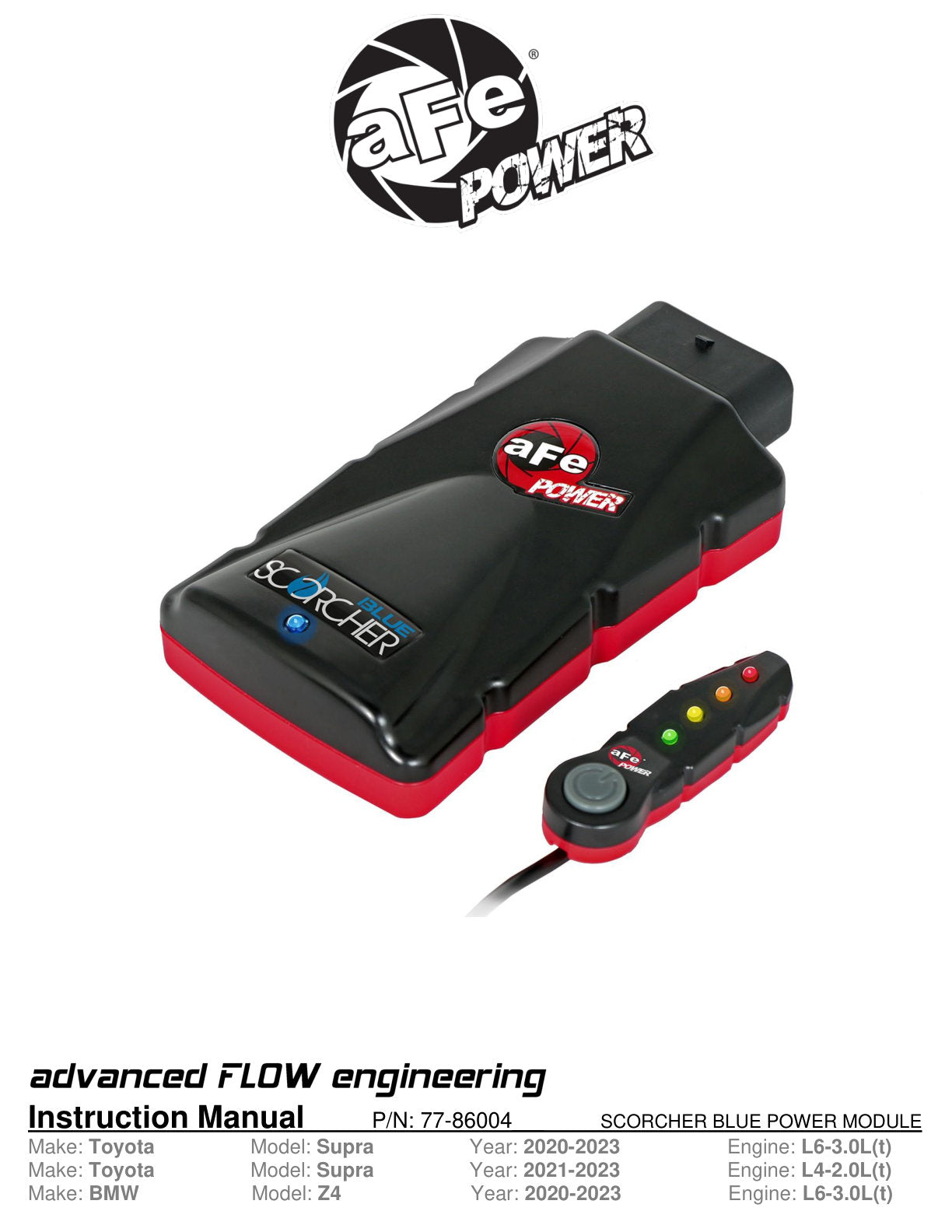 aFe Scorcher Blue Bluetooth Power Module | Toyota Supra 3.0L 2020 (77-86004)