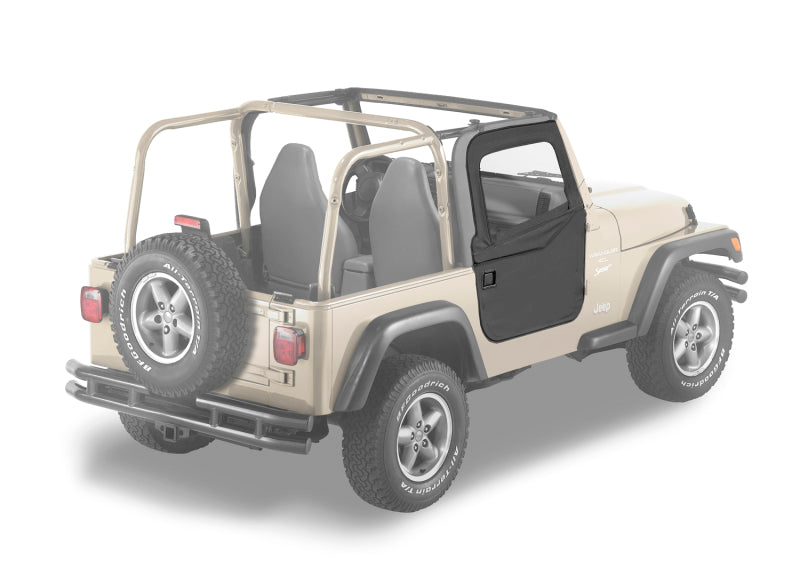 Bestop 51789-15 Front Full 2Pc Soft Doors Black Denim for 97-06 Wrangler TJ