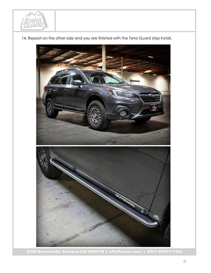 aFe Terra Guard Trail Slider Steps Black | Subaru Outback H4 2.5L / H6 3.6L (15-19) (79-27002)