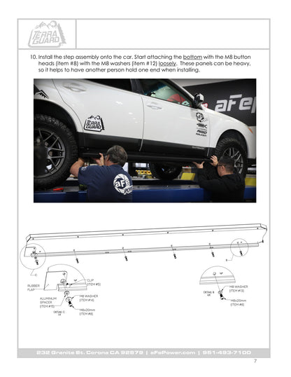 aFe Terra Guard Trail Steps Black | Subaru Outback H4 2.5L / H6 3.6L (10-14) (79-27004)