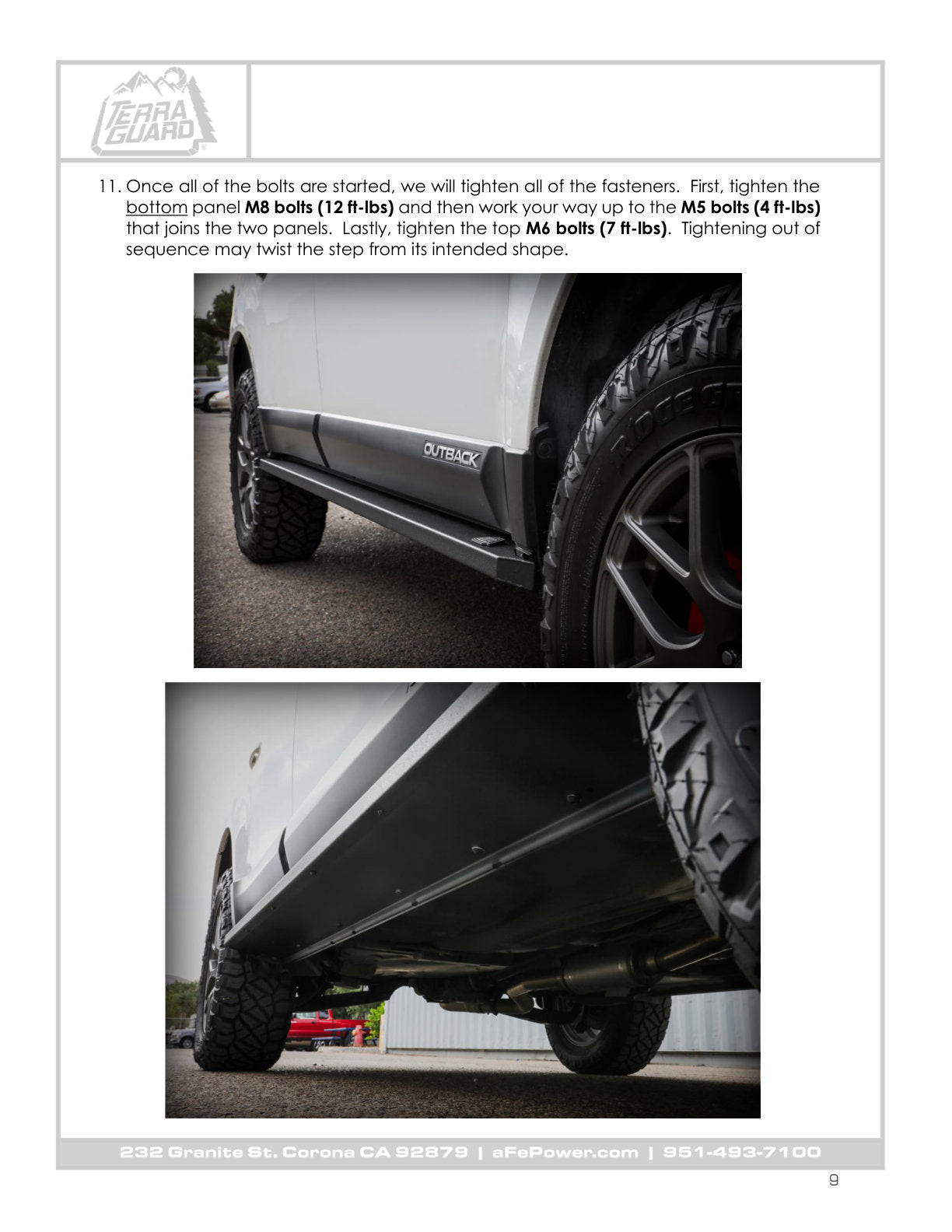 aFe Terra Guard Trail Steps Black | Subaru Outback H4 2.5L / H6 3.6L (10-14) (79-27004)