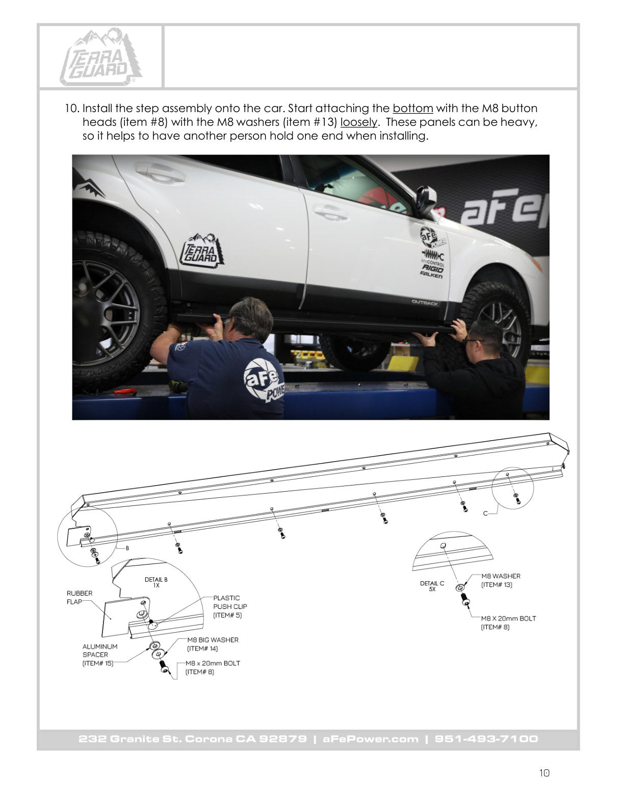 aFe Terra Guard Trail Steps Black | Subaru Outback H4 2.5L / H6 3.6L (15-19) (79-27005)