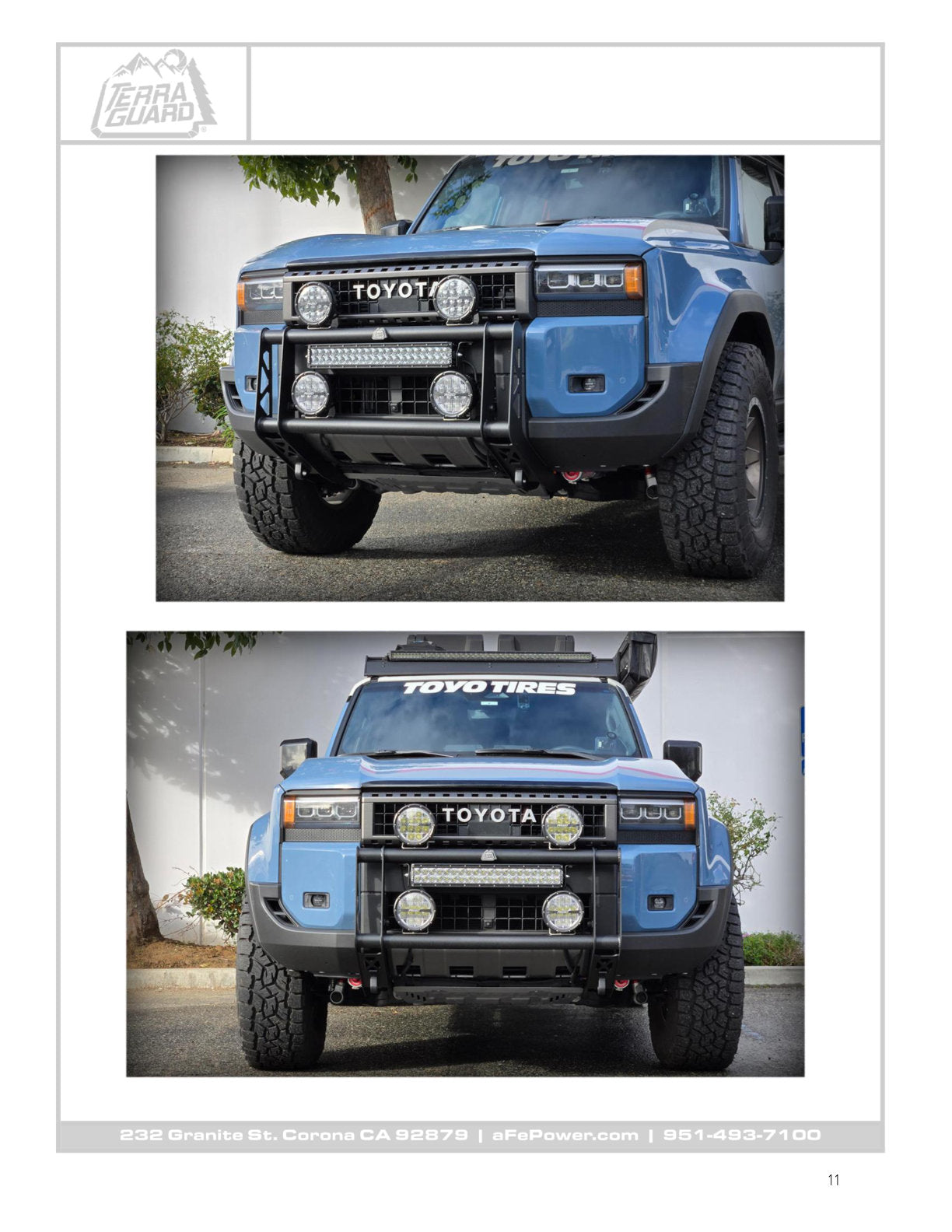 aFe 79-27021L Terra Guard Bull Bar w/ RIGID Lights For Land Cruiser J250 24+