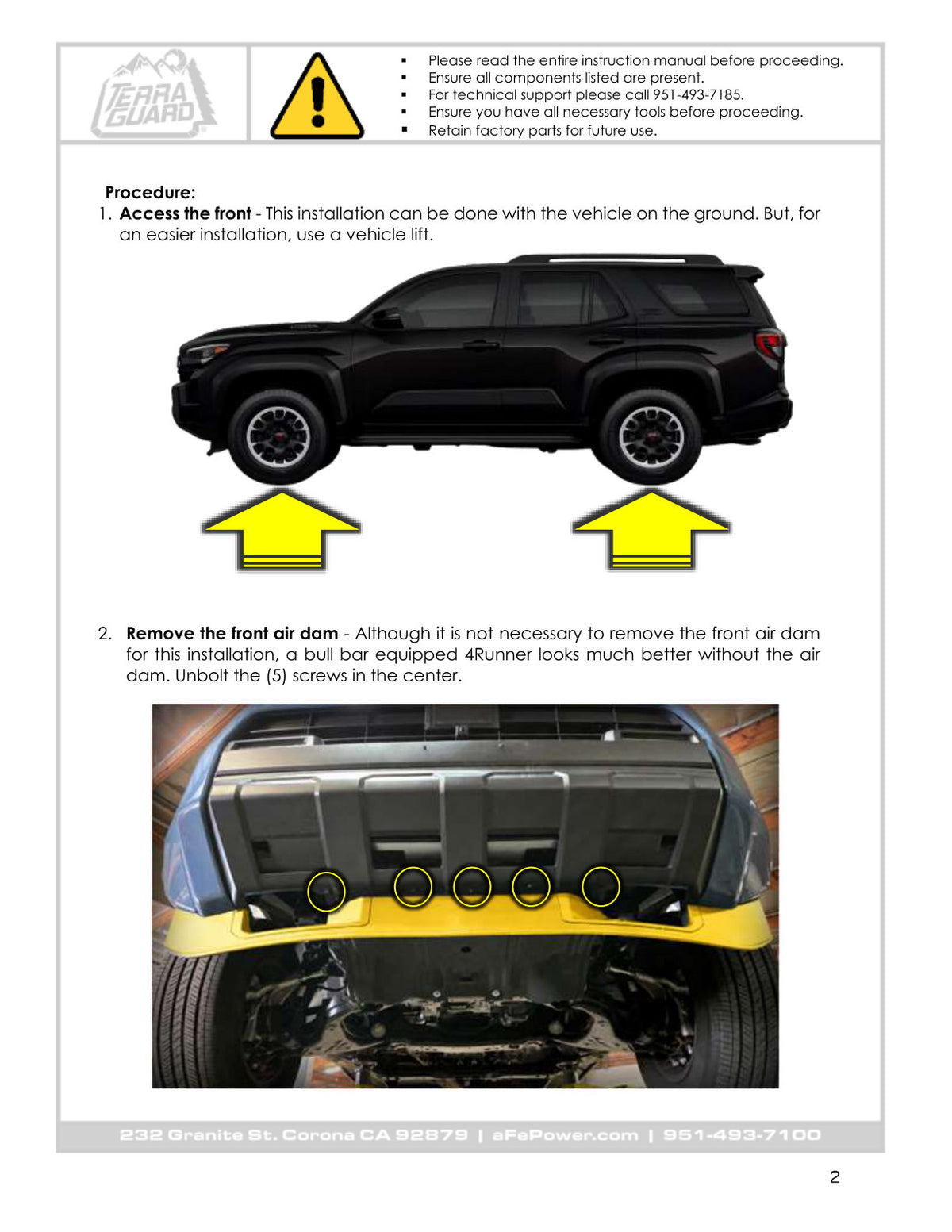 aFe 79-27031 Bull Bar No Drill No Cut Installation For Toyota 4Runner