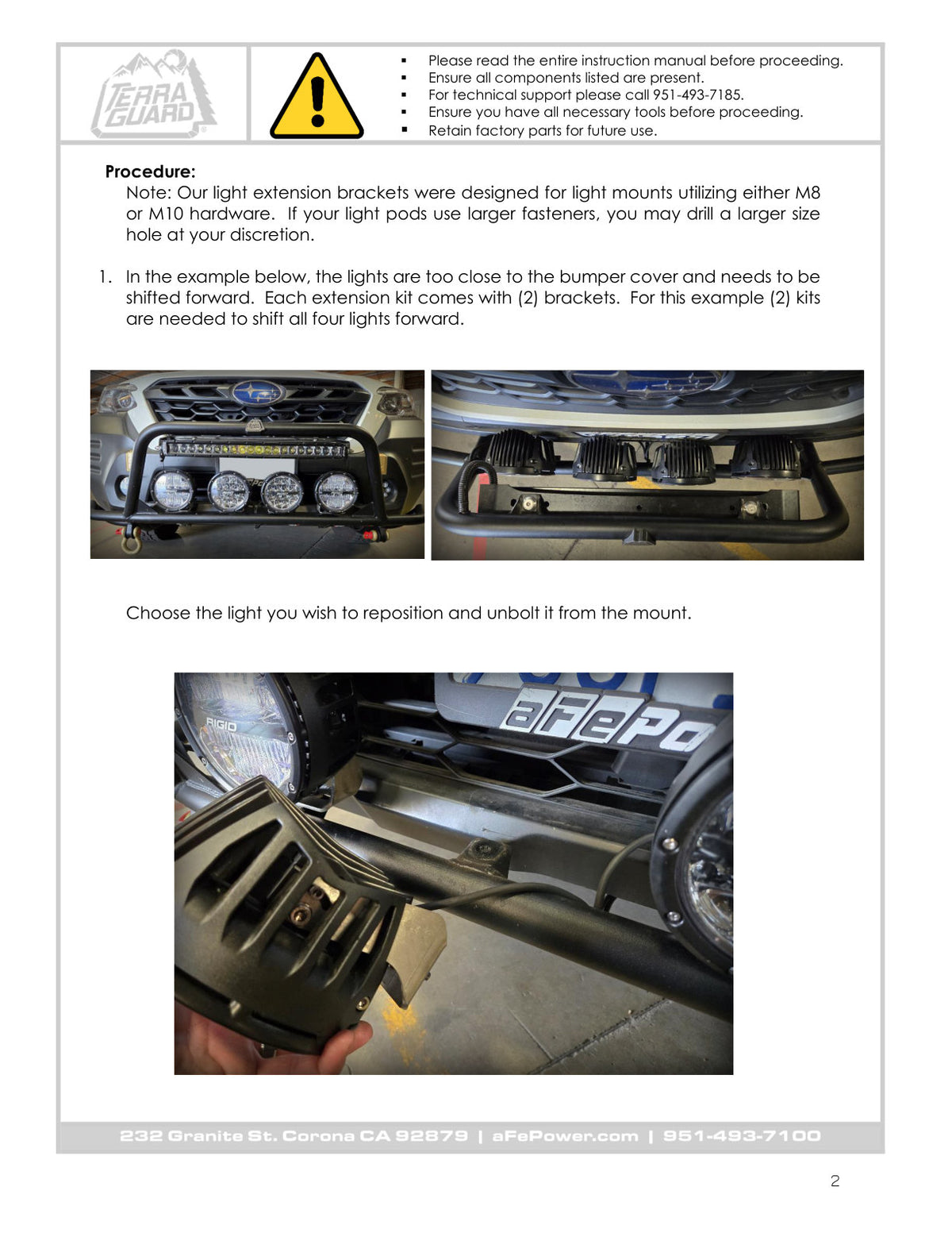 aFe POWER Terra Guard Light Extension Brackets
