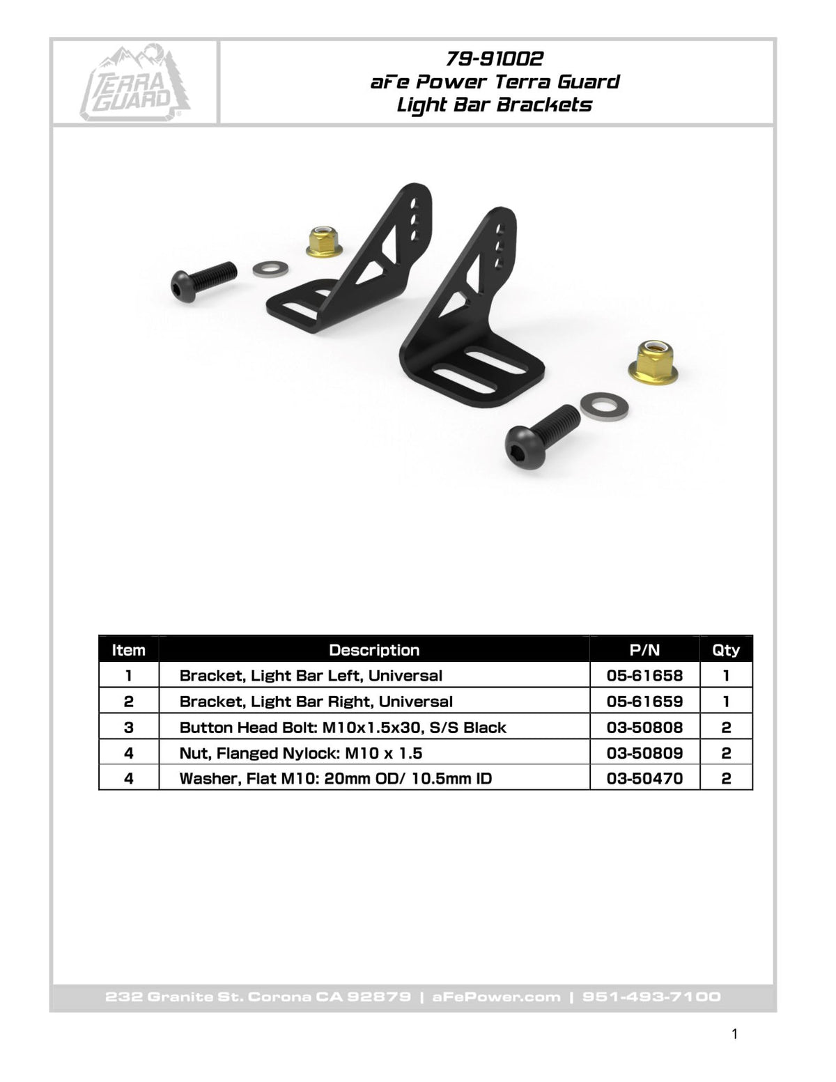 aFe Terra Guard Light Bar Brackets