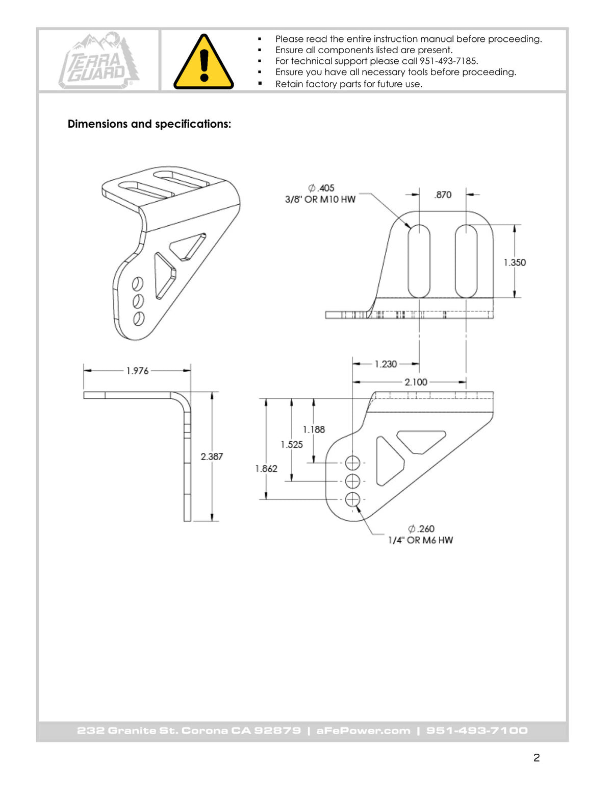 aFe Terra Guard Light Bar Brackets