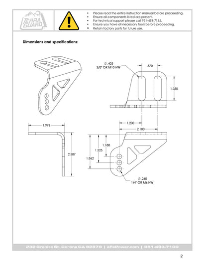 aFe Terra Guard Light Bar Brackets