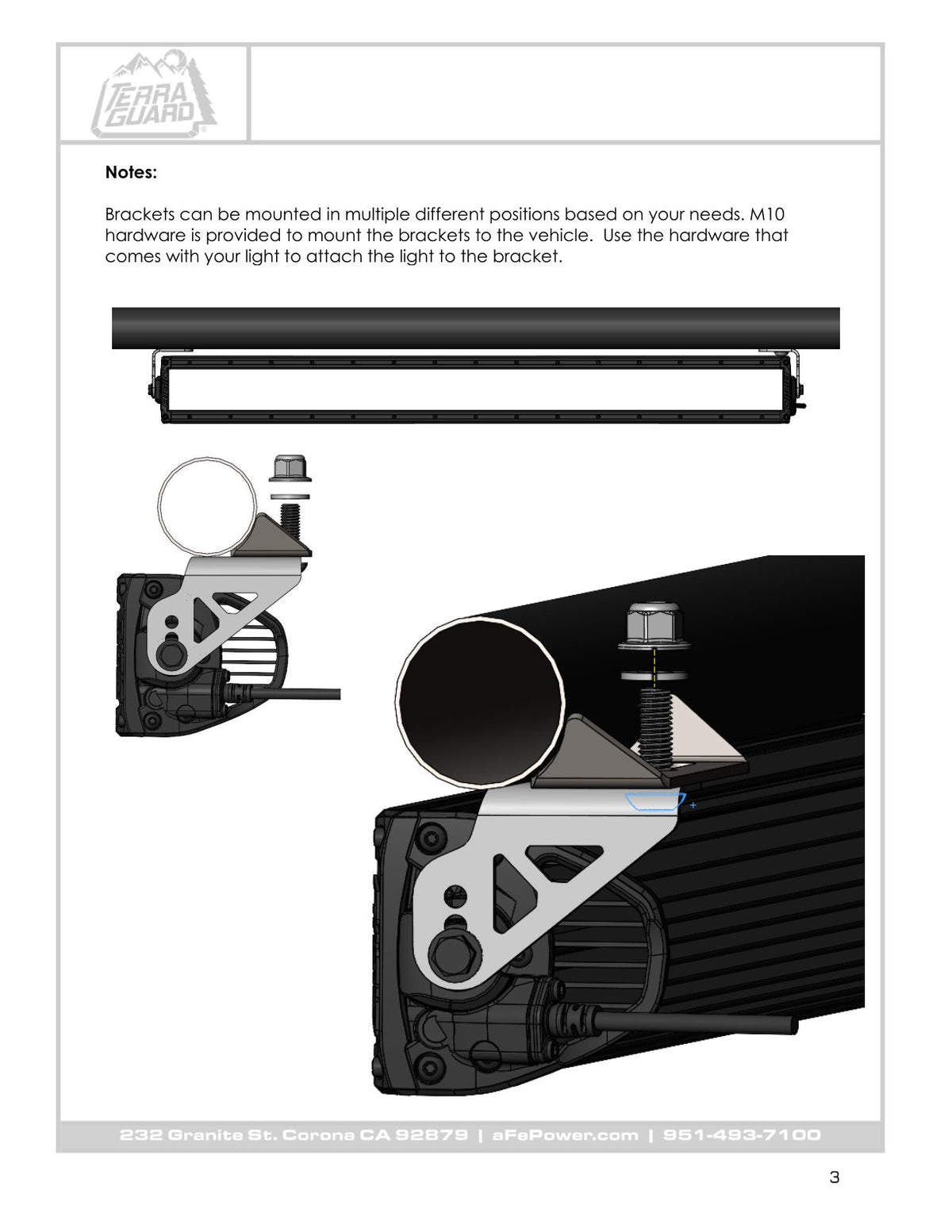 aFe Terra Guard Light Bar Brackets