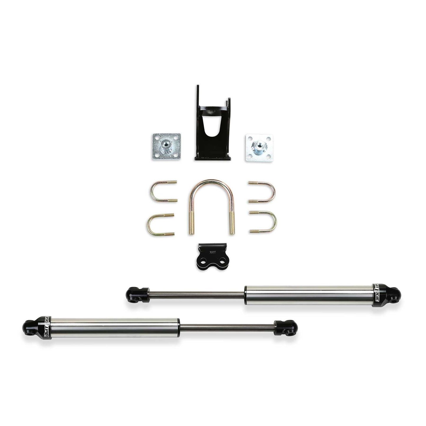 Fabtech Dual 2.25in Dirt Logic Stainless Steel Steering Stabilizer Kit | Ford F250/350 4WD (05-21) (FTS220512)
