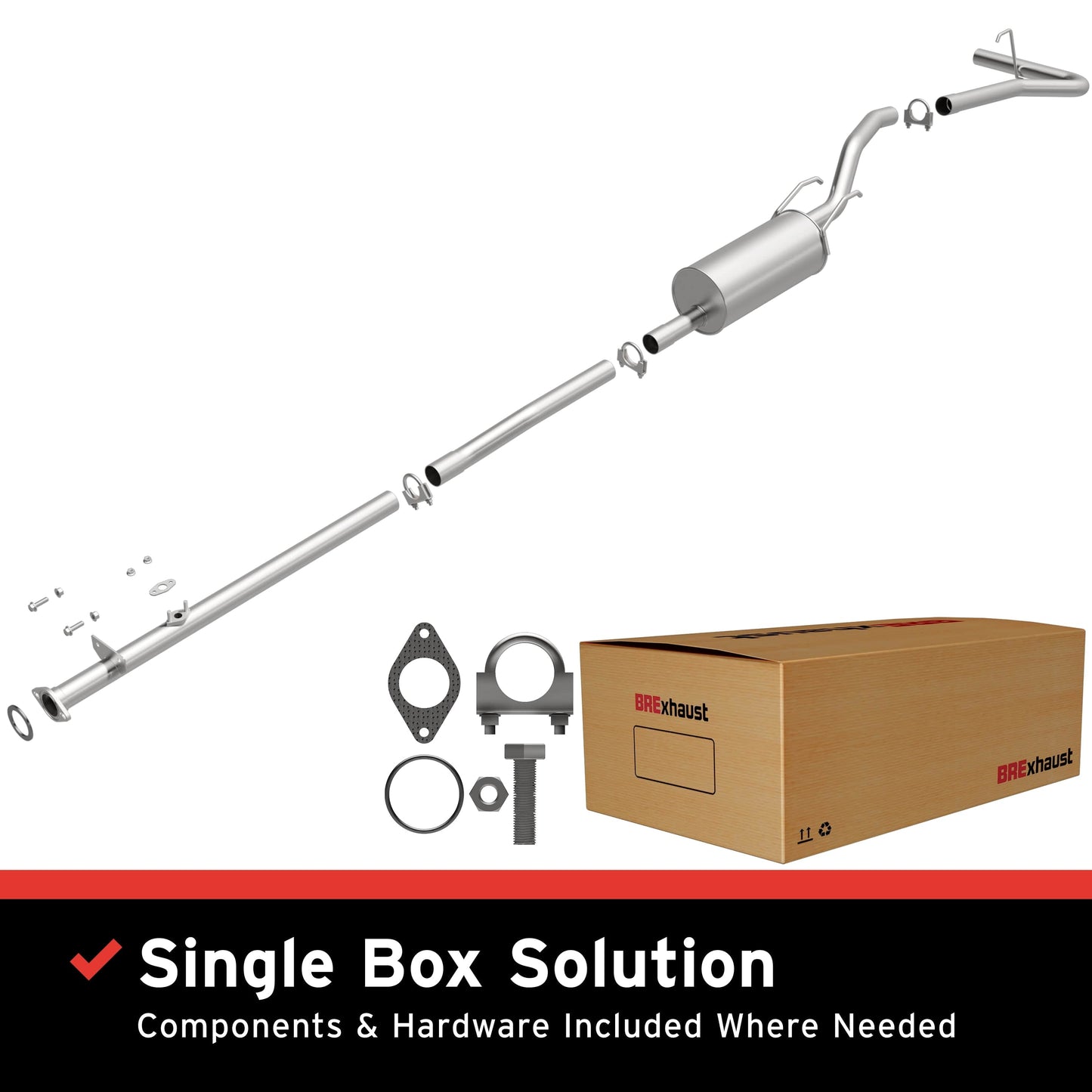 BRExhaust 1998-2000 Toyota Tacoma 2.4L Direct-Fit Replacement Exhaust System