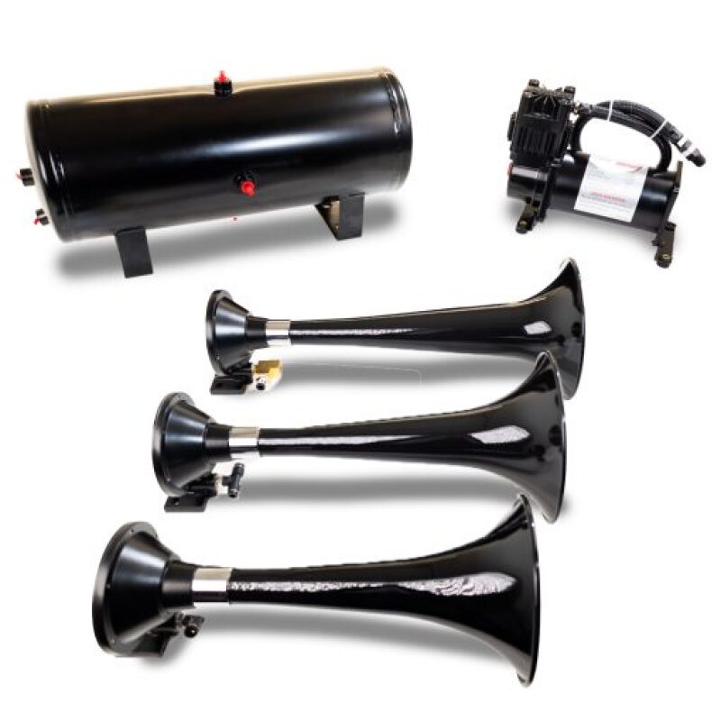 Kleinn HK7 Triple Black Horn Kit Fits w/150 PSI waterproof 3.0 Gal Air Tank