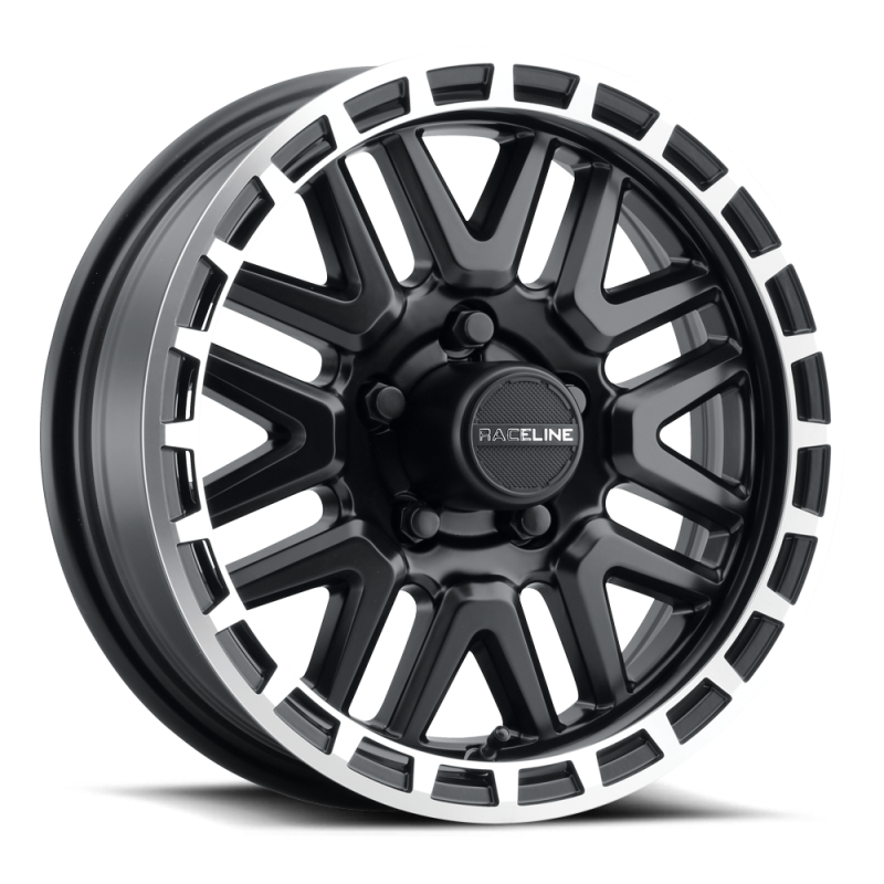 (set of 4) Raceline 953 Krank Black & Machined | 13x4.5 -0.125 | 5x114.3mm Wheel