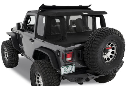 Bestop 80101-17 JL 2-Door Halftop Conversion Kit Premium Black Twill For Jeep Wrangler JL