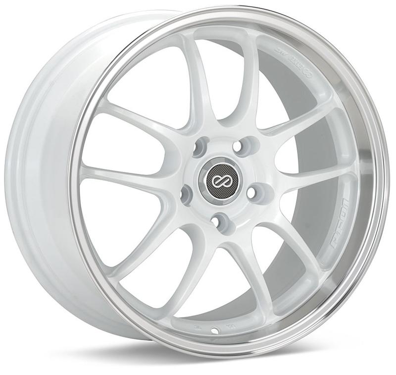 Enkei PF01SS White w/ Machined Lip | 17x8" +50mm | 5x114.3mm Wheel