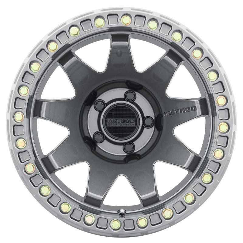 Method MR108 Beadlock Gloss Titanium | 17x9" -44mm | 5x5mm Wheel