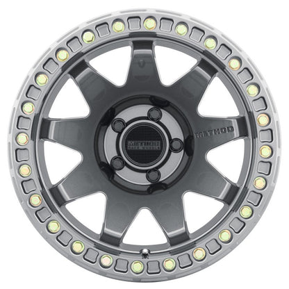 (set of 4) Method MR108 Beadlock Gloss Titanium | 17x9" -44mm | 5x5in Wheel