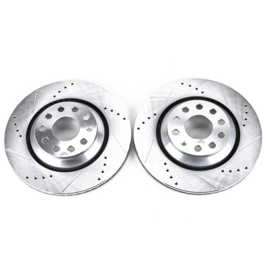 PowerStop Rear Drilled & Slotted Rotors | VW Golf GTI Mk8 / Audi RS3 (EBR1070XPR)
