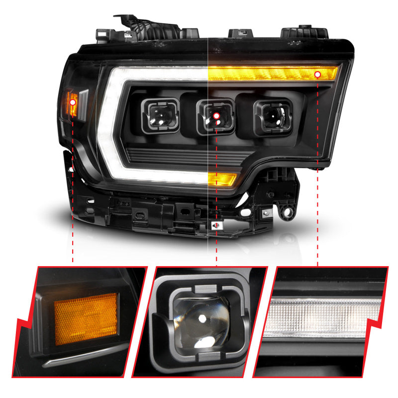 ANZO 19-24 RAM 2500/3500 Z-Series Full LED Proj Headlight DRL/Init/SeqSig Pass Side (111601X-R)
