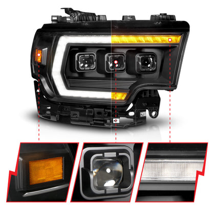ANZO 19-24 RAM 2500/3500 Z-Series Full LED Proj Headlight DRL/Init/SeqSig Pass Side (111601X-R)
