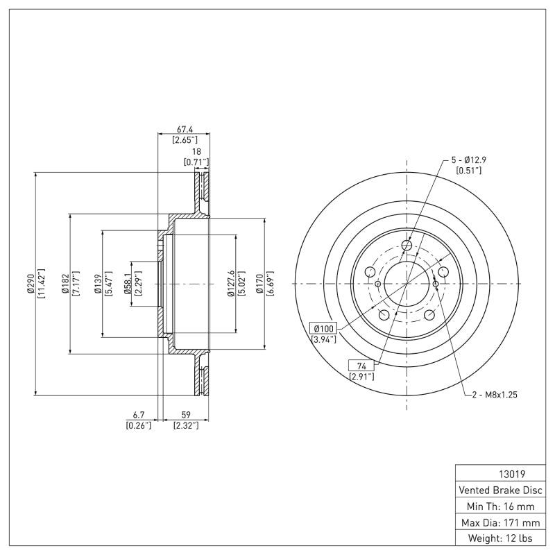 DFC 05-09 Subaru Impreza R Brake Rotor | Impreza 92-11/Legacy 98-09 (600-13019)