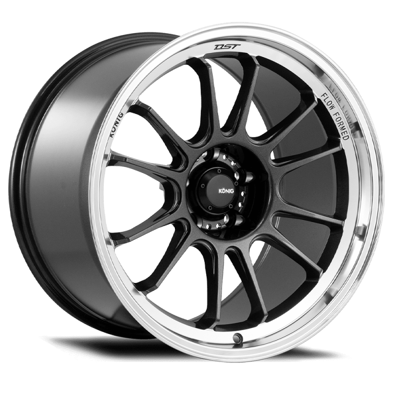 (set of 4) Konig Hypergram Metallic Carbon W/ Machined Lip | 18x11" +15mm | 5x114.3mm Wheel