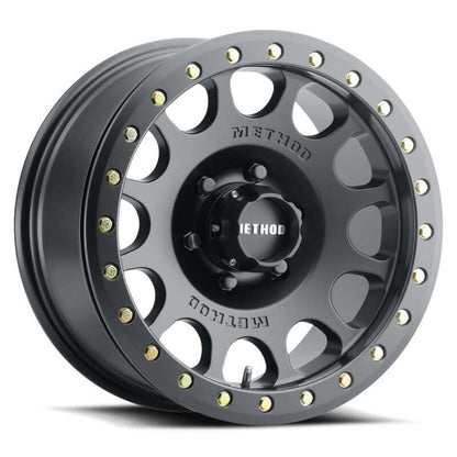 (set of 4) Method MR105 Beadlock Matte Black | 17x9" -38mm | 8x6.5in Wheel